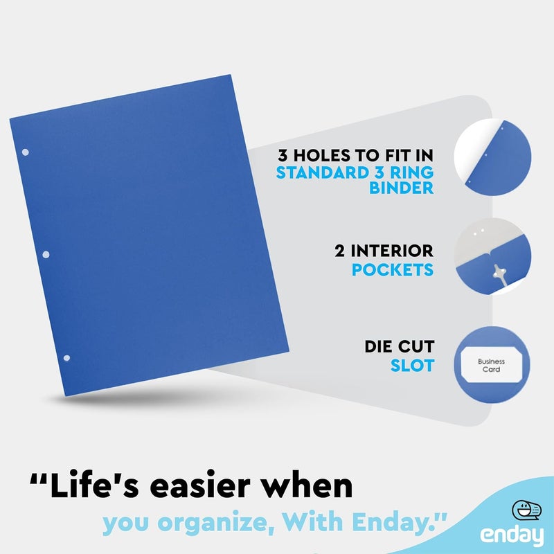 Enday Blue Folders with Pockets 2 Pocket Folder Bulk, Two Pockets File for Letter Size Sheets, Bulk Paper Also Available in Blue, 100 Pack - by - Image 3